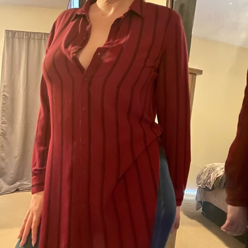 Oversized striped button up - great with short shorts on warm summer nights!